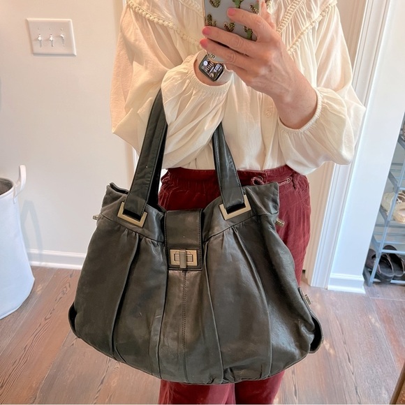 KOOBA Large Big Black Supple Handcrafted Genuine Leather Tote Hobo Bag - Picture 3 of 17